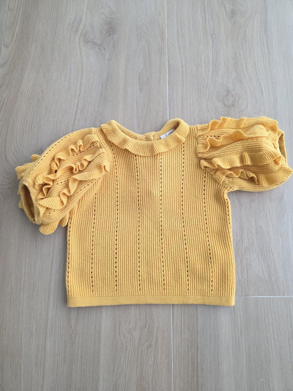 Janie and Jack Mustard Yellow Ruffle Sleeve Knit Top 6-12M